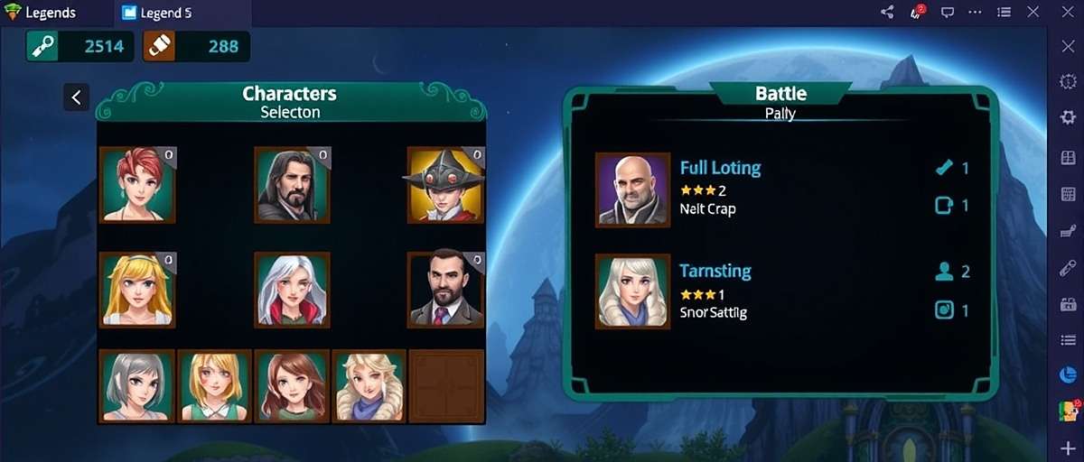 Legend Legends Gameplay Screenshot Legend Legends gameplay screenshot showing character selection and battle interface